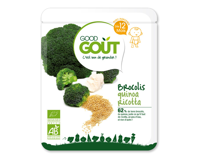 GOOD GOUT Petit Plat pour Bb 220 g - Brocolis Quinoa Ricotta - Ds 12 mois