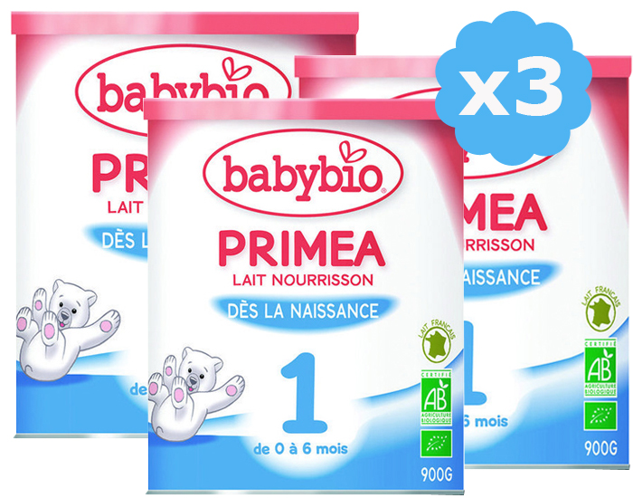 BABYBIO Lait pour Nourrison 1 Primea - De 0  6 Mois - 3 x 900g