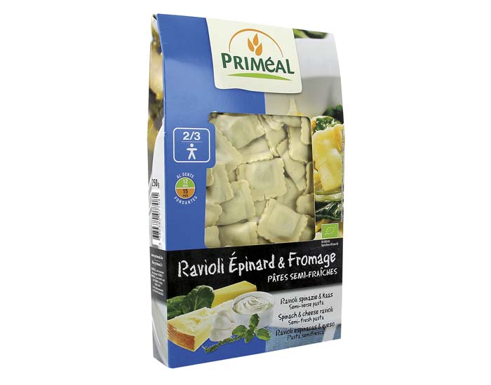 PRIMEAL Ravioli pinards et Fromage - 250 g