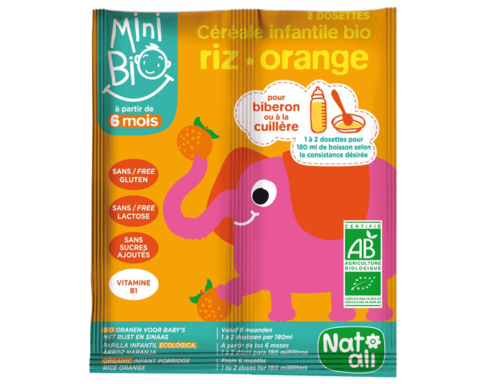 NAT-ALI Mini Bio Crales Infantiles Riz Orange - 2 x 8 g