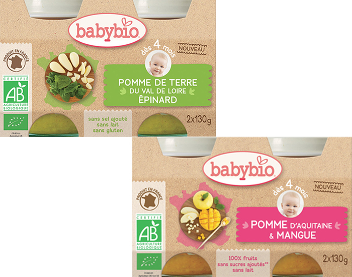  BABYBIO Pack Ma Premire Diversification - Pdt Epinard et Pomme Mangue - Ds 4 mois