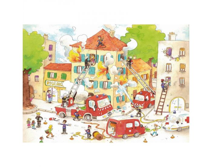MICHELE WILSON Puzzle Les Pompiers de Laure Cacouault - 50 Pices - Ds 6 ans  (1)