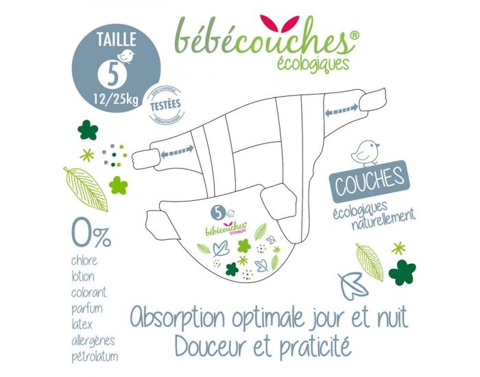 BBCOUCHES COLOGIQUES Couches Ecologiques T5 / 12-25kg / 54 couches (1)