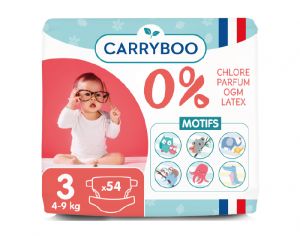 CARRYBOO Couches cologiques Non Irritantes T3 / 4-9 Kg / 54 couches