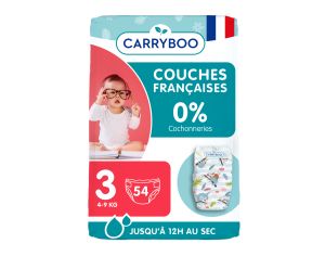 CARRYBOO Couches cologiques Non Irritantes T3 / 4-9 kg / 50 couches