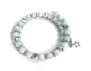 IRRVERSIBLE Bracelet d'Allaitement et Biberonnage en Perles Naturelles - Aquamarine Bleu