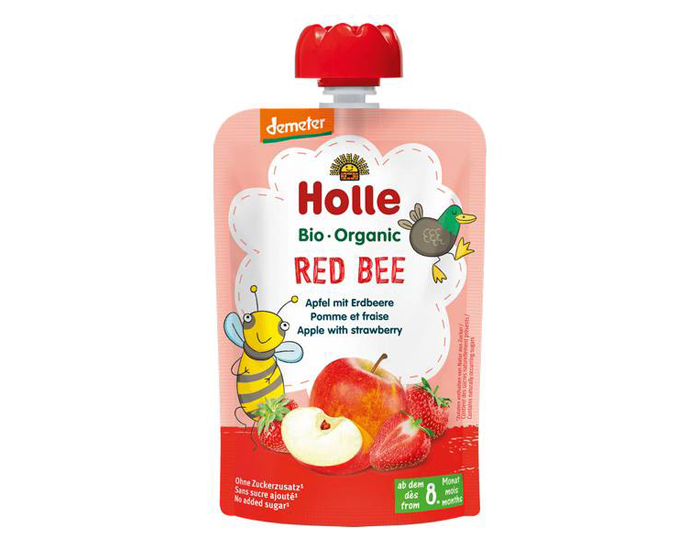 HOLLE Gourde Red Bee Pomme Fraise - 100 g - Ds 8 mois
