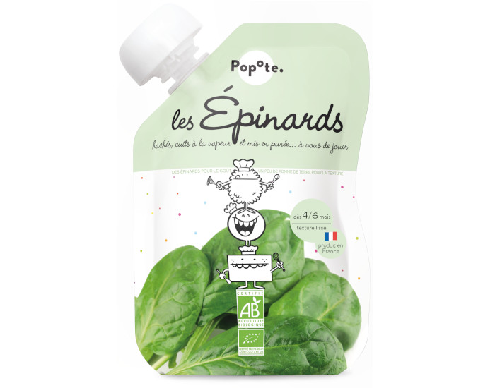 POPOTE Gourde Epinards Bio - 120 g - Ds 4/6 mois