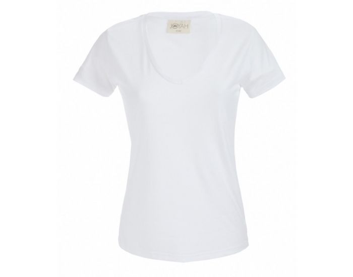 JOYAH T-shirt Femme Col V en Bambou - Blanc