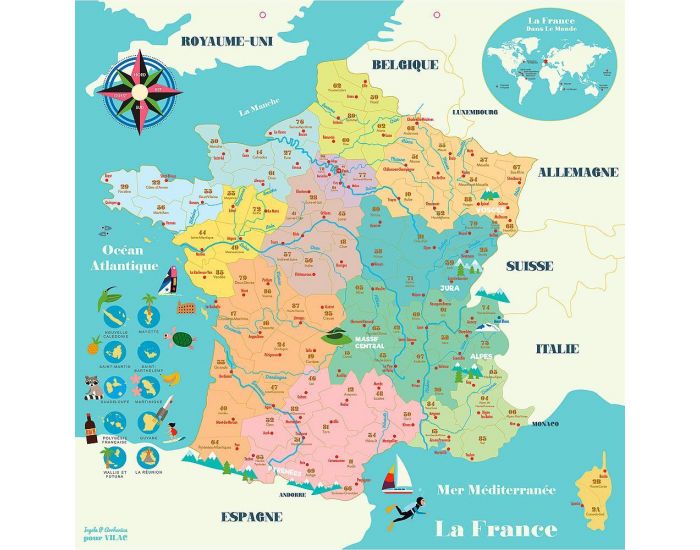 VILAC Carte de France Magntique Ingela P. Arrhenius - Ds 5 ans  (1)