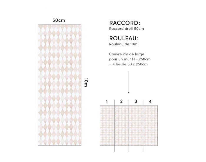 LILIPINSO Papier Peint - Selene - Harlequin - Rose Rouleau 10 m (3)