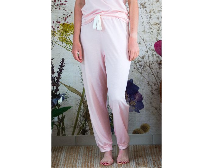 KADOLIS Pantalon de Pyjama - Femme - en Coton Bio et TENCEL - Sonora - Rose  (6)