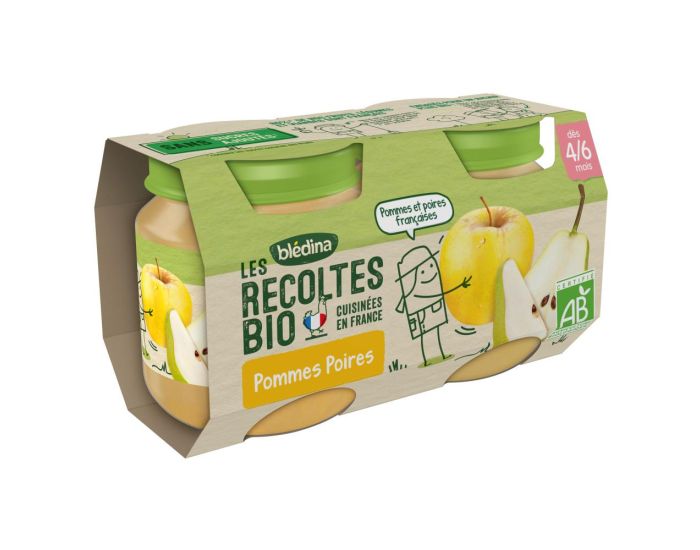 BLEDINA Les Rcoltes Bio - 24 Petits Pots - Pommes, Poires 12x(2x130g) - Ds 4/6 Mois (2)