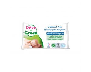 LOVE & GREEN Lingettes  l'Eau Paquet de 56