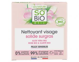 SO'BIO TIC Nettoyant Visage Solide Surgras - Aloe vera Bio quitable - 70g