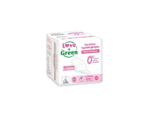 LOVE & GREEN Serviettes Hypoallergniques Anti-irritation - Normal - Paquet de 14