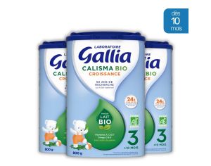GALLIA 3 Botes de Lait en Poudre - Croissance - 3 Bio 3x800g - Ds 10 Mois