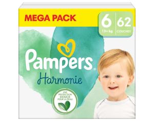PAMPERS 62 Couches Harmonie - Taille 6 - 13kg +